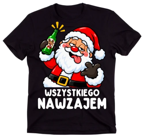ŚMIESZNA MĘSKA ŚWIĄTECZNA KOSZULKA WSZYSTKIEGO NAWZAJEM Z MIKOŁAJEM.webp