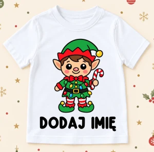 Koszulka Z Bałwankiem z imieniem na Mikołajki dla dziecka z elfem 