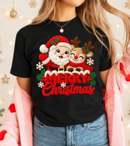 Koszulka świąteczna damska z nadrukiem Merry Christmas - merry402-6