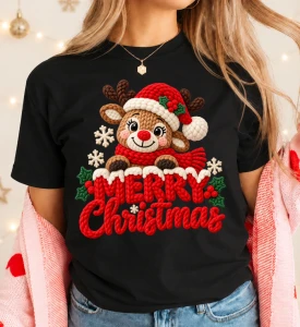 Koszulka świąteczna damska z nadrukiem Merry Christmas - merry404-3