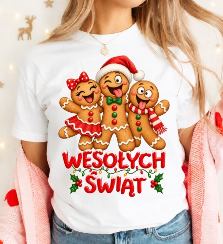 Biała damska koszulka świąteczna na Mikołajki - merry405-4.webp
