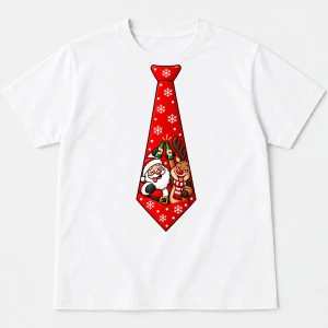 Męska koszulka świąteczna z krawatem – zabawny T-shirt na prezent - krawat70-1