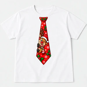 Męska koszulka świąteczna z krawatem – zabawny T-shirt na prezent - krawat70-21