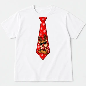 Męska koszulka świąteczna z krawatem – zabawny T-shirt na prezent - krawat70-23