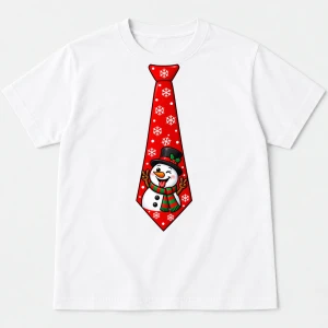 Męska koszulka świąteczna z krawatem – zabawny T-shirt na prezent - krawat70-27