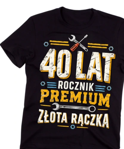 Męska czarna koszulka na 40 urodziny.webp