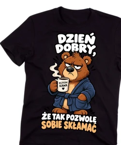 Męska śmieszna koszulka NA PREZENT - dzień dobry, że tak pozwolę sobie skłamać.webp