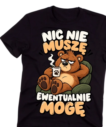 Męska śmieszna koszulka NA PREZENT - NIC NIE MUSZĘ EWENTUALNIE MOGĘ.webp