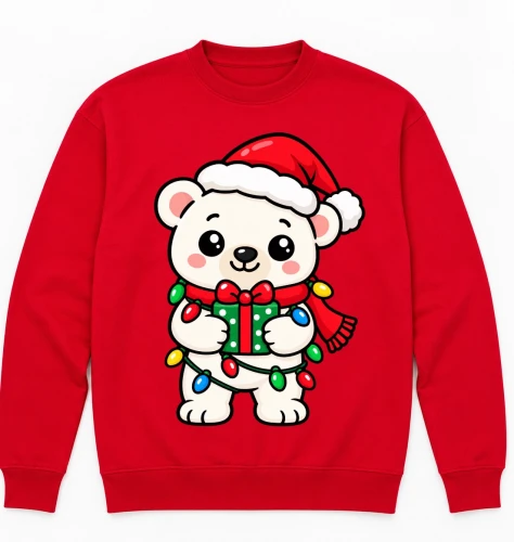 Świąteczna czerwona bluza na Mikołajki .webp