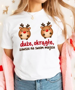 Śmieszna damska koszulka świąteczna z bombkami - duże okrągłe i zawsze na swoim miejscu