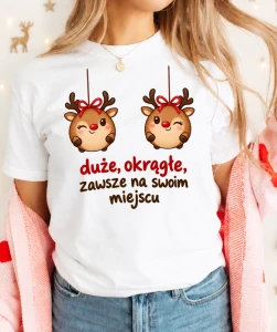 Śmieszna damska koszulka świąteczna z bombkami - duże okrągłe i zawsze na swoim miejscu