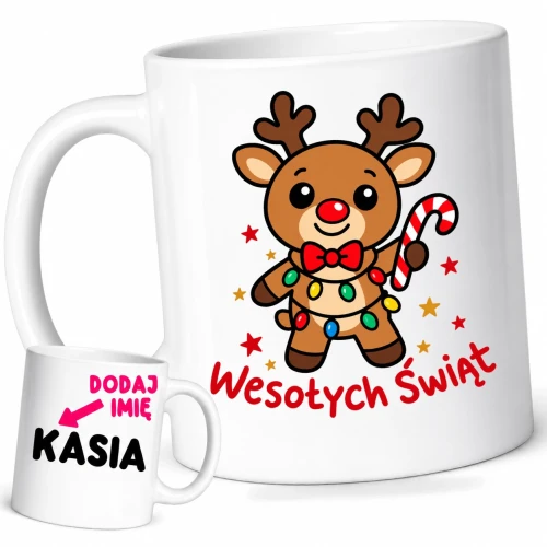 Kubek na Mikołajki klasowe z imieniem - WESOŁYCH ŚWIĄT.webp