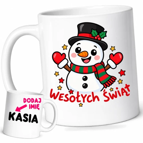 Kubek na Mikołajki klasowe z imieniem - WESOŁYCH ŚWIĄT.webp
