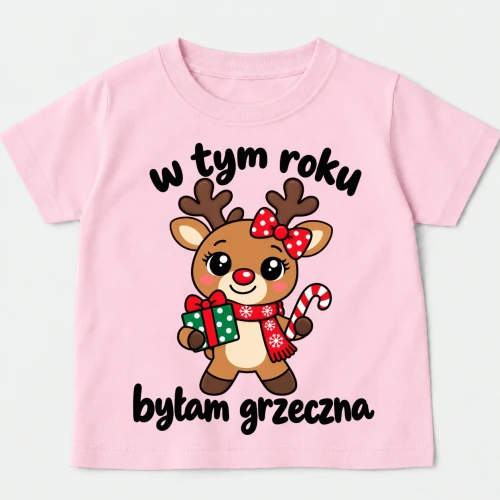 Koszulka dla dziewczynki na Mikołajki - W TYM ROKU BYŁAM GRZECZNA - 2.webp