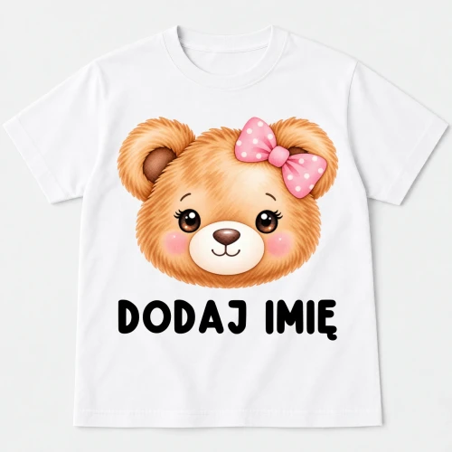 Personalizowana Koszulka dla dziewczynki z Misiem na Dzień Misia - z imieniem.webp