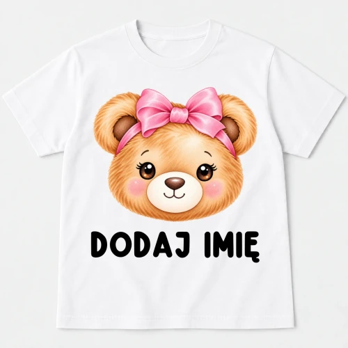 Personalizowana Koszulka dla dziewczynki z Misiem na Dzień Misia - z imieniem.webp