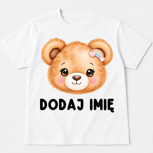 Personalizowana Koszulka dla dziewczynki z Misiem na Dzień Misia - z imieniem.webp