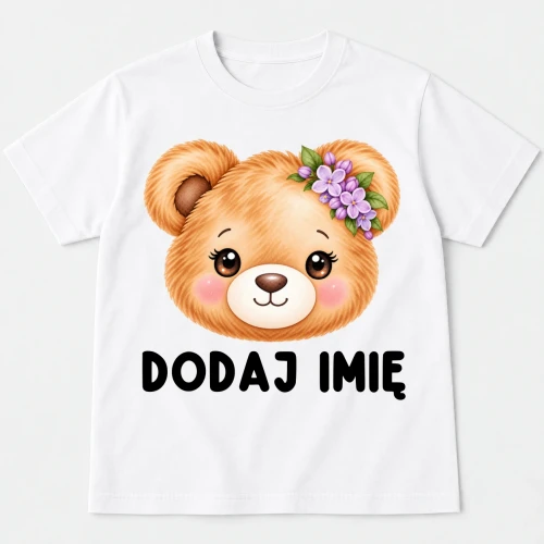Personalizowana Koszulka dla dziewczynki z Misiem na Dzień Misia - z imieniem.webp