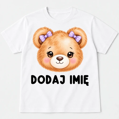 Personalizowana Koszulka dla dziewczynki z Misiem na Dzień Misia - z imieniem.webp