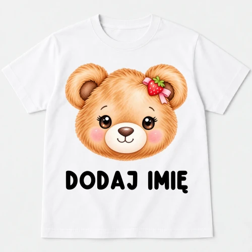 Personalizowana Koszulka dla dziewczynki z Misiem na Dzień Misia - z imieniem.webp