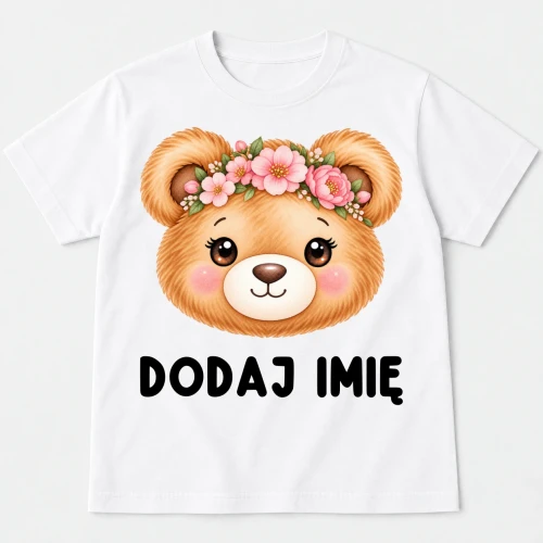 Personalizowana Koszulka dla dziewczynki z Misiem na Dzień Misia - z imieniem.webp
