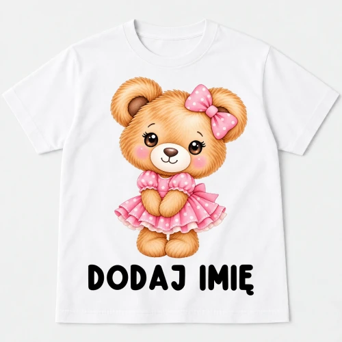 Personalizowana Koszulka dla dziewczynki z Misiem na Dzień Misia - z imieniem.webp