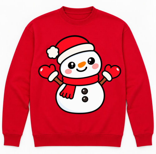 Czerwona bluza świąteczna z bałwanem.png