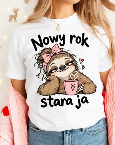 Świąteczna śmieszna koszulka damska - NOWY ROK STARA JA .webp