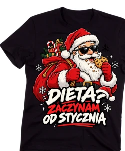 Śmieszna męska koszulka - DIETA ? ZACZYNAM OD STYCZNIA 