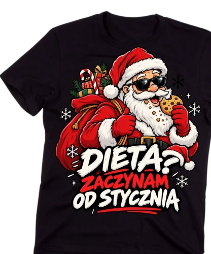 Śmieszna męska koszulka - DIETA  ZACZYNAM OD STYCZNIA.webp