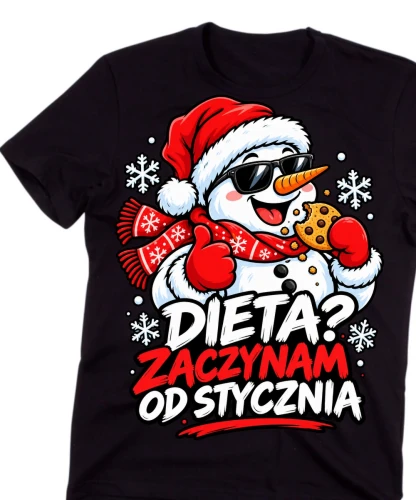 Śmieszna męska koszulka - DIETA  ZACZYNAM OD STYCZNIA.webp