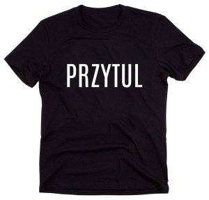 Czarny Klasyczny T-shirt "PRZYTUL"