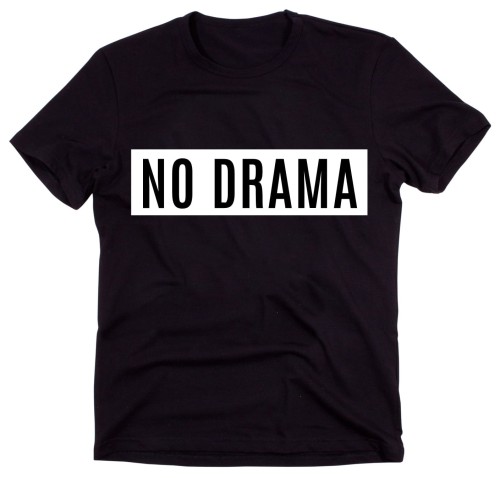 Czarny Klasyczny T-shirt"NO DRAMA"