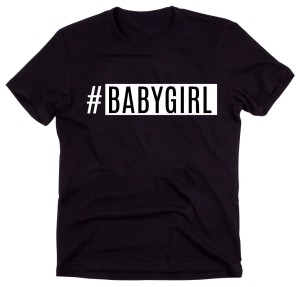 Czarny Klasyczny T-shirt "# BABYGIRL"