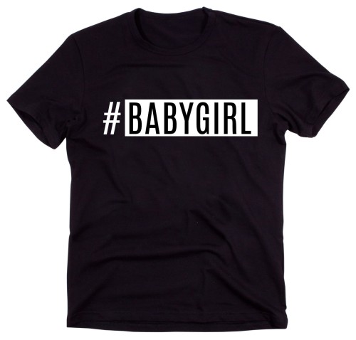 Czarny Klasyczny T-shirt "# BABYGIRL"