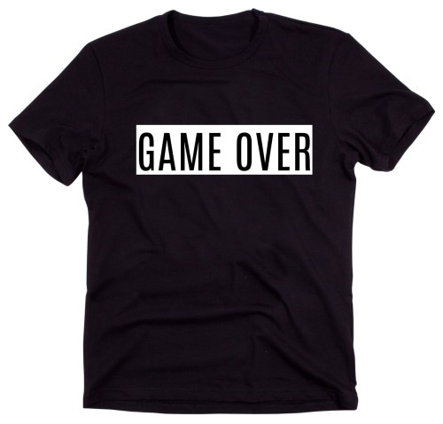 Czarny Klasyczny T-shirt "GAME OVER"