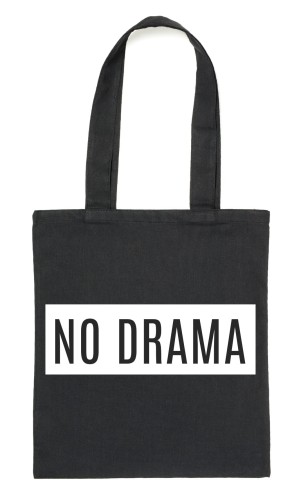 Czarny Shopper"NO DRAMA-BIAŁE TŁO"