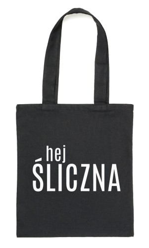 Czarny Shopper"HEJ ŚLICZNA"