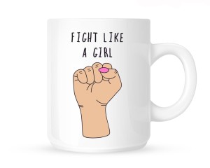 Kubek  "fight like a girl + ręka"