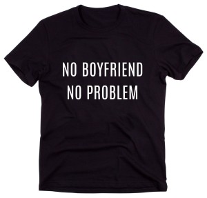 Czarny Klasyczny T-shirt "NO BOYFRIEND NO PROBLEM"