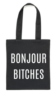 Czarny Shopper"BONJOUR BITCHES"