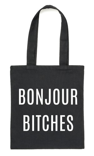 Czarny Shopper"BONJOUR BITCHES"