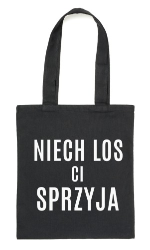 Czarny Shopper"NIECH LOS CI SPRZYJA"